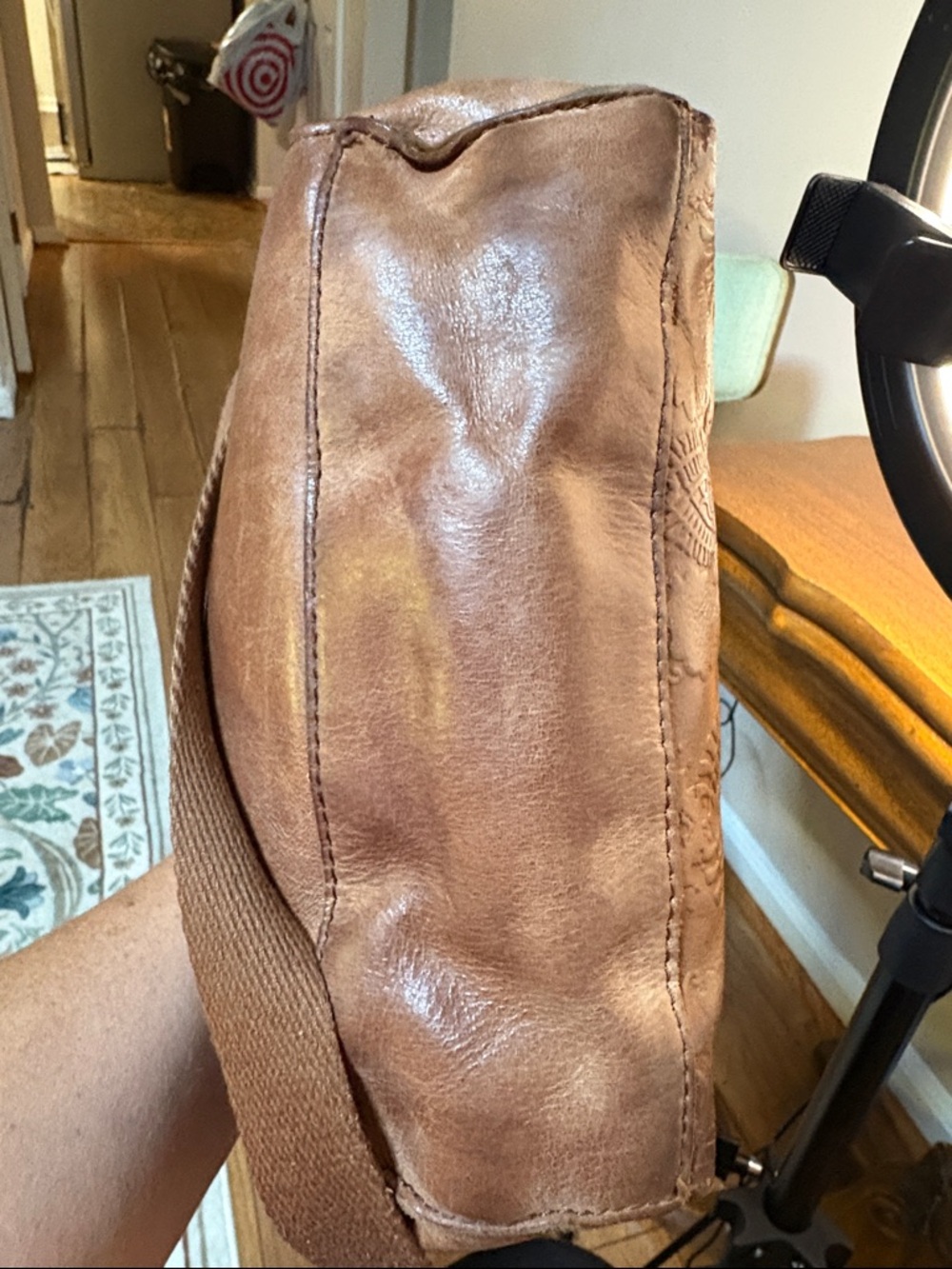 The Sak Embroidered Brown Leather Crossbody Bag - Picture 9 of 12